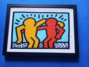 【額付ポスター】ファブリックアート キース・ヘリング　keith haring A4アートポスター　21×30cm インテリア雑貨　フレーム付き Bタイプ