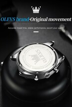 【Olevs】メンズクォーツ時計,高級ブランド,耐水性,発光日付,クロノグラフ,ファッショナブル　ブラック クロノグラフ_画像5
