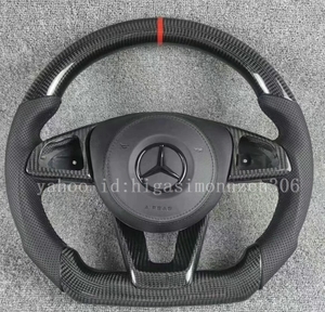  free shipping Benz AMG C43 coupe previous term W205 carbon * leather made steering gear 1 piece switch cover * air bag with cover . oscillation . talent correspondence 