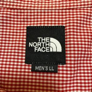 North Faceノースフェイス半袖シャツ ギンガムチェック 赤 XLの画像3