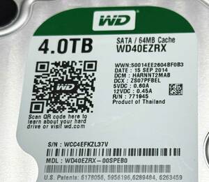 ☆WD 内蔵HDD Green 4TB 3.5inch SATA3.0（SATA 6 Gb/s） 64MB Intellipower WD40EZRX