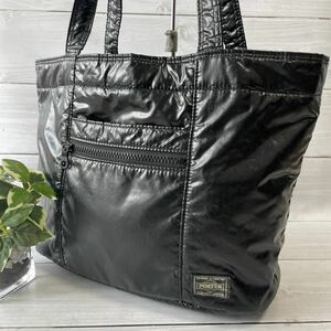 【美品】ポーター PORTER シーレ CIRE トートバッグ 巾着 ナイロン ブラック 黒 B5 コンパクト 肩掛け可 メンズ レディース ゴルフ 仕事