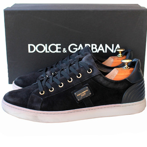 箱付き★ドルチェ&ガッバーナ DOLCE&GABBANA★レザースニーカー 8=27 CS1494 ローカットスニーカー スウェード メンズ ブラック i-586