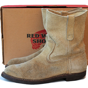 80年代製・羽根タグ★Red Wing SHOES レッドウィング★PECOS 8E=26 ペコスブーツ ウエスタンブーツ スウェード ベージュ メンズ p i-601