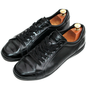 PRADA プラダ★レザースニーカー 7.5=26.5 DNC111 ローカットスニーカー レースアップ メンズ ブラック i-619