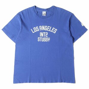 STUSSY ステューシー Tシャツ サイズ:L 90s OLD STUSSY カレッジロゴ クルーネック 半袖 Tシャツ USA製 ブルー 90年代 アーカイブ