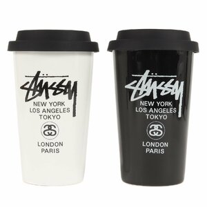 新品 STUSSY ステューシー ワールドツアーロゴ セラミック タンブラー 2色セット ホワイト ブラック 白 黒 ブランド アイテム 小物