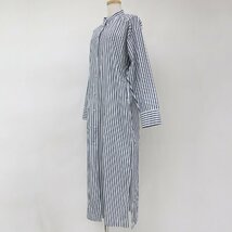 美品 AP STUDIO エーピーストゥディオ ワンピース ロング シャツワンピース 23春夏 ネイビー ホワイト 紺 白 36(S) ブロックストライプ_画像3