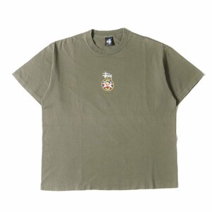 STUSSY ステューシー Tシャツ サイズ:XL 90s OLD STUSSY グラフィック クルーネック 半袖 Tシャツ USA製 カーキ 90年代 アーカイブ