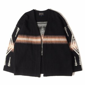 PENDLETON ペンドルトン カーディガン サイズ:S ネイティブ柄 ボタンレス ウールニット カーディガン ブラック 黒 トップス セーター