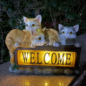 ガーデン ライト 猫 ウェルカムボード ソーラーライト ガーデン オーナメント 屋外 防水 IP55 かわいい コンパクト ギフト 庭 ベランダの画像1