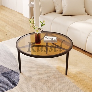 サイドテーブル コーヒーテーブル 強化ガラス 丸 ラウンド 45cm シンプル モダン ブラウンガラス ホワイト ブラック 白 黒