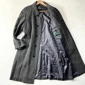 B4 〈HUNTER'S BRORA生地〉 J.PRESS【大人の品格】ツイード ステンカラーコート ヘリンボーン ウール チャコールグレー M ジェイプレス