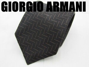 OB 604 ジョルジオアルマーニ GIORGIO ARMANI ネクタイ 黒色系 ジオメトリック柄 ジャガード