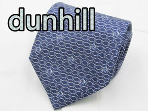 OB 702 ダンヒル dunhill ネクタイ 青色系 チェーン柄 プリント