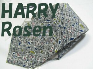 【ハリーローゼン】NA 358 ハリーローゼン HARRY ROSEN ネクタイ グレー系植物柄 プリント