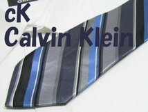 【カルバンクライン】NA 537 カルバンクライン ｃK Calvin klein グレー系 青系 紺系 レジメンタルストライプジャガード_画像1