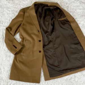 1円～ UNITED ARROWS ユナイテッドアローズ カシミヤ ウール チェスターコート キャメル Lサイズ シングル 3B ベージュ ロング 春 サイズL 