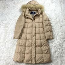 1円～美品BURBERRY LONDON バーバリーロンドン　ダウンジャケット　ダウンコート　ブルーフォックス　ファー　ベージュ　ノバチェック　M_画像2