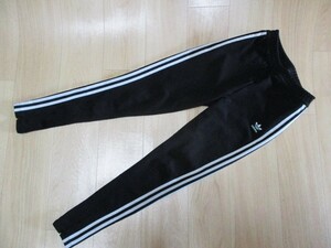 アディダス・裾ファスナー付きジャージパンツ・黒×白色・サイズL 