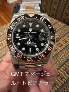 GMT ルートビア自動巻　茶黒パガーニデザイン　GMTマスターオマージュ　ピンクゴールド　noob 