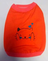 小型犬用★「オレンジCAT」のTシャツ　2号サイズ_画像1