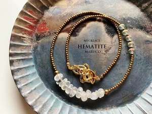 △MARUCO△NC380-720ムーンストーン+antique gold HEMATIT*天然石ネックレス *送料無料*　40㎝+CHAIN