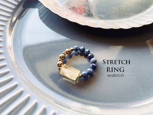 △MARUCO△RING380-1048シトリンROUGH+サファイア*天然石の指輪 STRETCH FREE RING　[送料無料]　original accessory