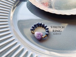 △MARUCO△RING380-1052チャロアイトROUGH+サファイア*天然石の指輪 STRETCH FREE RING　[送料無料]