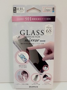 3【長031208-96】新品 iPhone 6/6S 9H超硬度強化ガラスフィルム 画面OFF時は鏡になるハーフミラー仕様 ホームボタンシール付 シルバー