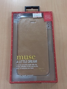 3【長031208-84】新品iPhone 6 uniq muse Camel Lash 手帳型ケース キャメル スタンド機能＆カード収納ポケット付き