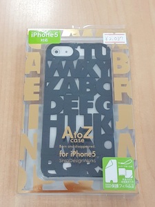 3【長031208-59(2)】新品 iPhone 5 A to Z ハードケース ブラック 防反射・防指紋保護フィルム付属 ストラップ穴付