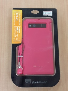 3【長031208-56(2)】新品 AQUOS PHONE SERIE SHL21 0.5mm極薄ハードケース ピンク ハンドストラップ付属