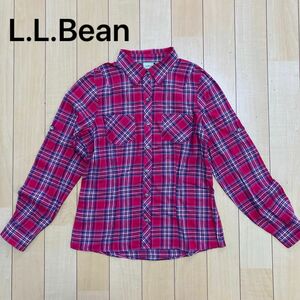 L.L.Bean エルエルビーン　長袖シャツ　チェック　赤　Sサイズ
