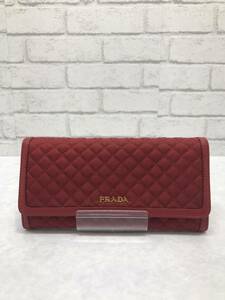 ◎271【1円～】PRADA プラダ キルティング 2つ折り長財布 赤 レッド