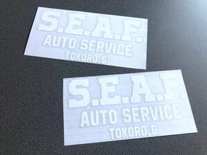 送料無料♪ S.E.A.F. TOKORO ステッカー 2枚セット 白色 US アメ車 旧車 トラック 世田谷ベース ハーレー カブ ステンシル