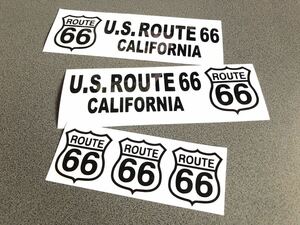 送料無料♪ US ROUTE66 CALIFORNIA ステッカー 黒色 お得5枚セット ルート 世田谷ベース ハーレー アメ車 （文字変更可能）