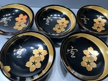 三越販売　輪島塗　金蒔絵　雪月花　煮物椀　吸い椀　5客　木製　お雑煮に_画像1