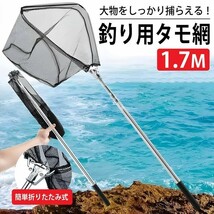 ランディングネット 折りたたみ 1.7m タモ網 軽量 伸縮 渓流 釣り 三角 海 釣り網 ステンレス フィッシング 魚取り網 シーバス 釣りネット_画像1