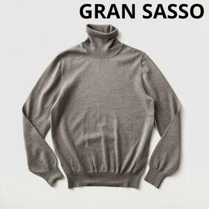 GRAN SASSO グランサッソ 12ゲージ ウール タートルネック セーター 46 グレージュ 12ゲージ ハイゲージ ニット イタリア製 長袖 国内正規