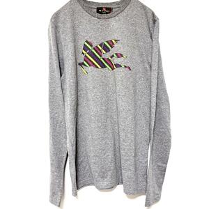 イタリア製【M】ETROエトロ グレー プリント長袖Tシャツ