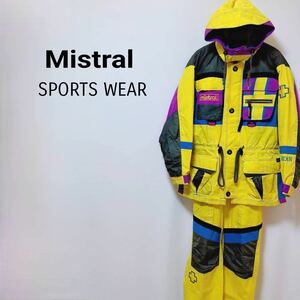 【90s】Mistral　スウェーデン代表　上下セット　メンズ　スキーウェア ミストラル メンズ L イエロー ライナー付き ダウン 