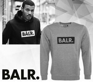 ボーラーBALR. 「Brand Crew Neck Sweather/ブランドクルーネック」ボックスロゴプリントスウェット　トレーナー 灰/M　定価２７，５００円