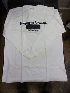送料無料 EMPORIO ARMANI エンポリオアルマーニ ロングTシャツ ホワイト サイズF Emporio Armani Membersロゴ 未使用