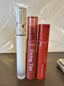 3点セット リップティント - #CATKIN 浮生若夢 C03 #ETUDE ソフトウォルナット #rom&nd 07 jujube - クリックポスト可185円 