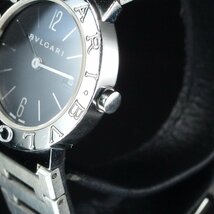 ◆美品・人気◆ BVLGARI ブルガリ ブルガリブルガリ BB26SS SS QZ 黒 文字盤 バーインデックス デイト レディース 腕時計 「23191」_画像4