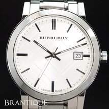 【電池交換済】BURBERRY バーバリー シティー BU9000 SS QZ シルバー系文字盤 デイト メンズ 腕時計 「23204」_画像1