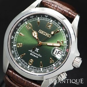 ◆美品◆ SEIKO セイコー PROSPEX プロスペックス アルピニスト SS/革 Dバックル 6R35-00E0 オートマ デイト メンズ 腕時計 「23290」