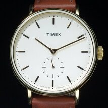 ◆美品◆ TIMEX タイメックス GP/革 レザーベルト ビックフェイス スモールセコンド カジュアル シンプル メンズ 腕時計 「23265」_画像3