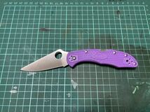 Spyderco デリカ4 パープル ナイフ 。スパイダルコ 登山 釣り キャンプ ブッシュクラフト クマ対策 護身用 狩猟 鹿狩 猪狩 熊狩 クマ_画像3